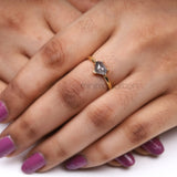 Greyish Pentagon Salt And Pepper Diamond Ring - Minimal Carbon