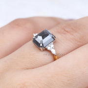 Emerald Cut Salt and Pepper Diamond Fashion Ring