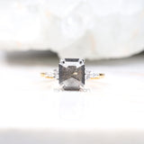 Emerald Cut Salt and Pepper Diamond Engagement Ring