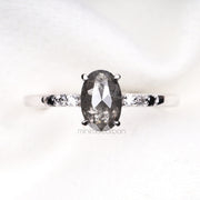 Oval Salt And Pepper Diamond Ring - Minimal Carbon