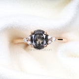 Oval Salt And Pepper Diamond Engagement Ring - Minimal Carbon