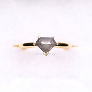 Greyish Pentagon Salt And Pepper Diamond Ring - Minimal Carbon