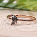 Salt And Pepper Diamond Crescent Ring - Minimal Carbon