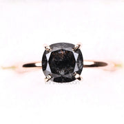Cushion Solitaire Ring - Minimal Carbon