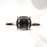 Cushion Solitaire Ring - Minimal Carbon