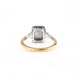 Emerald Cut Salt and Pepper Diamond Engagement Ring