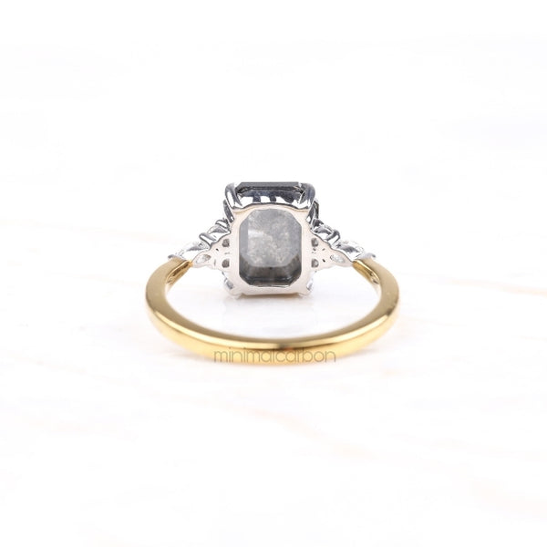 Emerald Salt And Pepper Diamond Ring