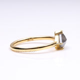 Greyish Pentagon Salt And Pepper Diamond Ring - Minimal Carbon