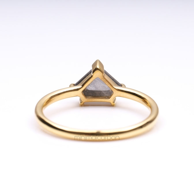 Greyish Pentagon Salt And Pepper Diamond Ring - Minimal Carbon