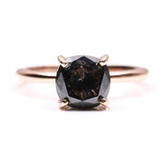 Cushion Solitaire Ring - Minimal Carbon