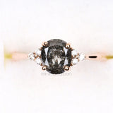 Oval Salt And Pepper Diamond Engagement Ring - Minimal Carbon