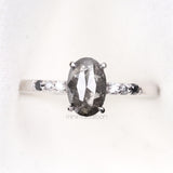 Oval Salt And Pepper Diamond Ring - Minimal Carbon