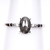 Oval Salt And Pepper Diamond Ring - Minimal Carbon
