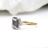Emerald Cut Salt and Pepper Diamond Engagement Ring