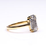 Emerald Cut Salt And Pepper Diamond Ring - Minimal Carbon