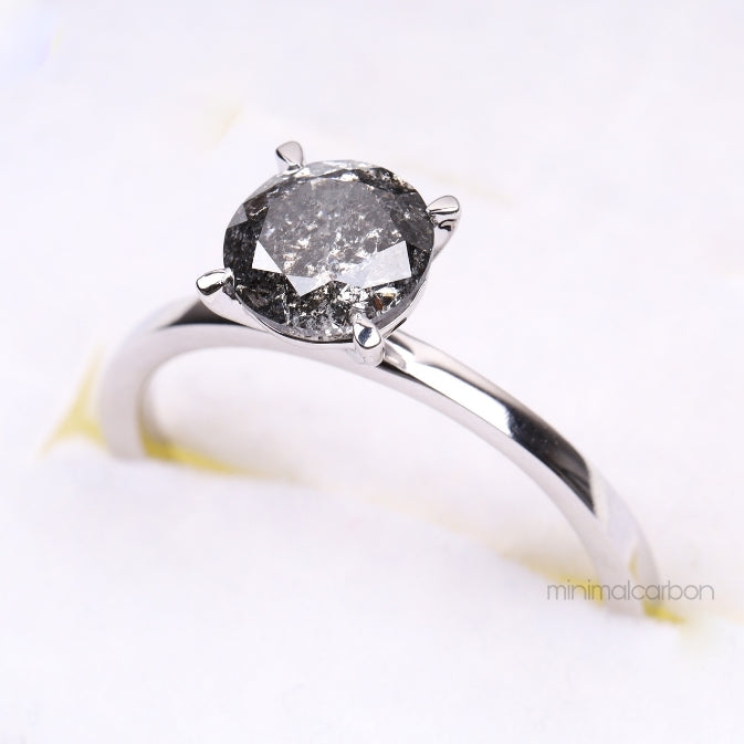 Diamond Solitaire Ring 4 Prong Ring - Minimal Carbon