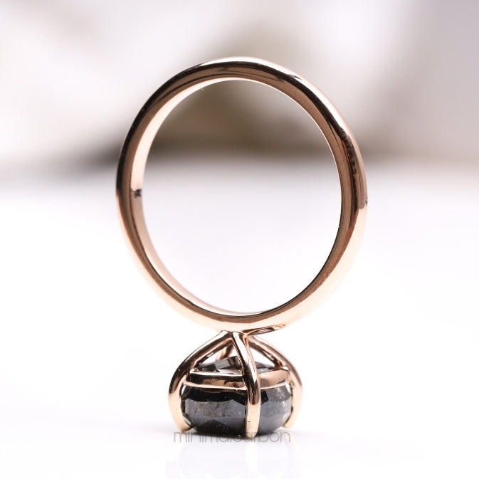 Cushion Solitaire Ring - Minimal Carbon