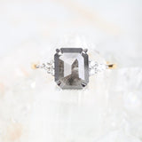Emerald Cut Salt and Pepper Diamond Engagement Ring