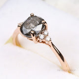 Oval Salt And Pepper Diamond Engagement Ring - Minimal Carbon