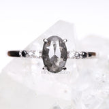 Oval Salt And Pepper Diamond Ring - Minimal Carbon