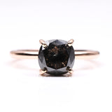 Cushion Solitaire Ring - Minimal Carbon