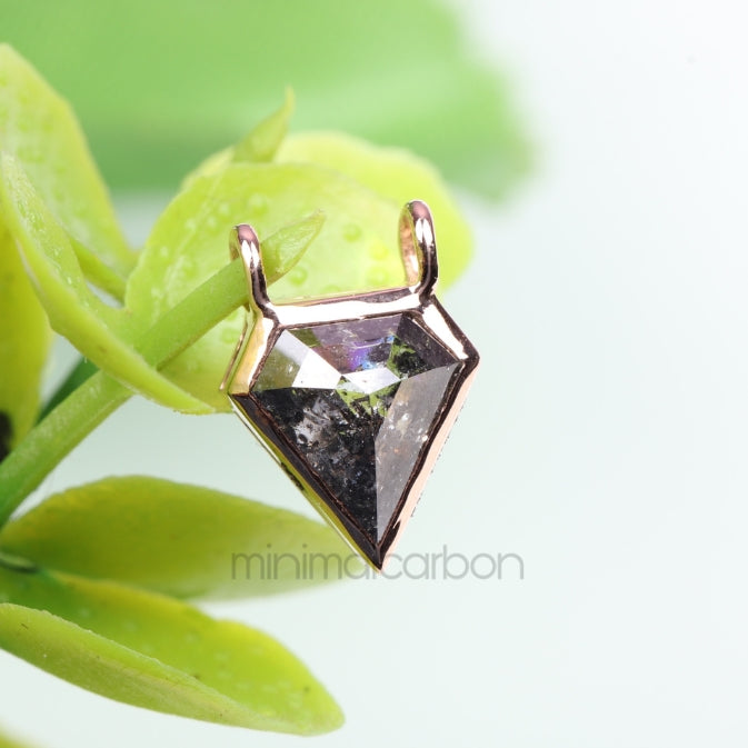 Pentagon Salt And Pepper Diamond Pendant Minimalist Pendant - Minimal Carbon