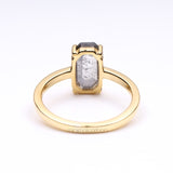 Emerald Cut Salt And Pepper Diamond Ring - Minimal Carbon