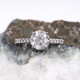 pave set salt and pepper diamond engagement ring