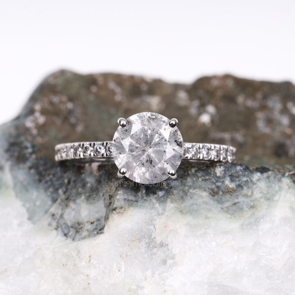 Solitaire Pave Ring - Minimal Carbon