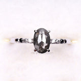 Oval Salt And Pepper Diamond Ring - Minimal Carbon
