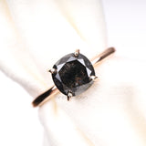 Cushion Solitaire Ring - Minimal Carbon