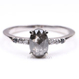 Oval Salt And Pepper Diamond Ring - Minimal Carbon