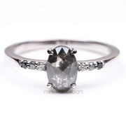 Oval Salt And Pepper Diamond Ring - Minimal Carbon