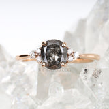 Oval Salt And Pepper Diamond Engagement Ring - Minimal Carbon