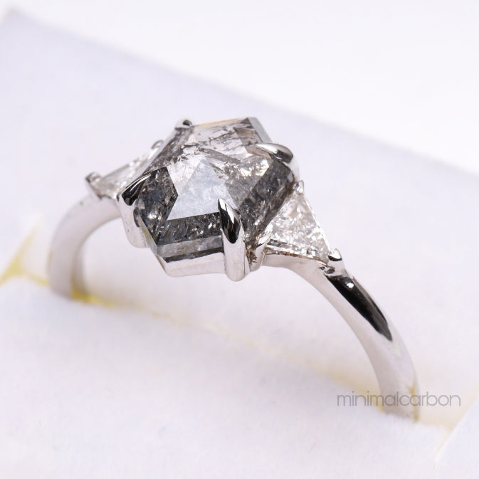 hexagon cut diamond women ring