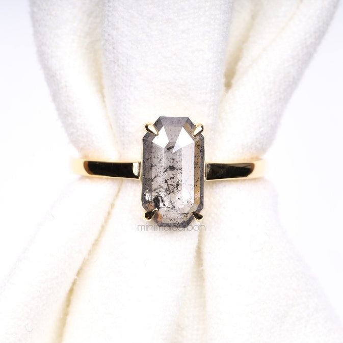 Emerald Cut Salt And Pepper Diamond Ring