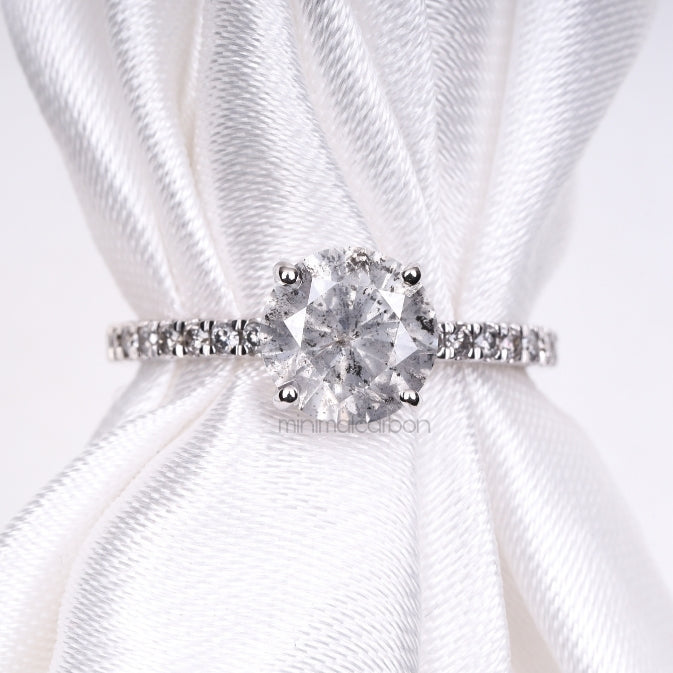 salt and papper diamond engagement ring