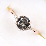 Oval Salt And Pepper Diamond Engagement Ring - Minimal Carbon