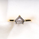 Greyish Pentagon Salt And Pepper Diamond Ring - Minimal Carbon