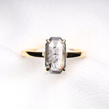 Emerald Cut Salt And Pepper Diamond Ring - Minimal Carbon