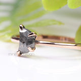 Salt And Pepper Diamond Crescent Ring - Minimal Carbon