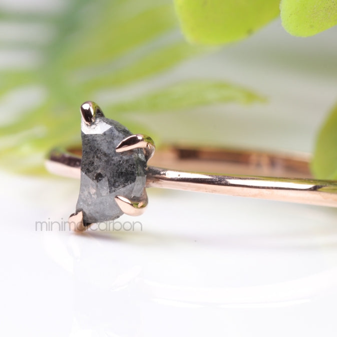 Salt And Pepper Diamond Crescent Ring - Minimal Carbon