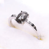 Oval Salt And Pepper Diamond Ring - Minimal Carbon