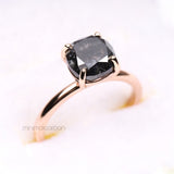Cushion Solitaire Ring - Minimal Carbon