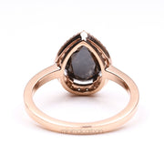 Halo Engagement Ring Pear Salt And Pepper Diamond Ring - Minimal Carbon