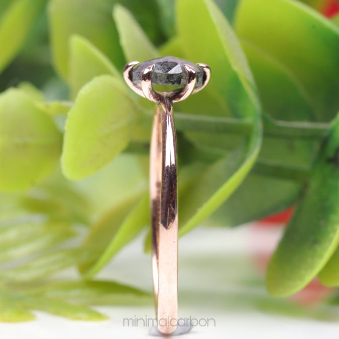 Salt And Pepper Diamond Crescent Ring - Minimal Carbon