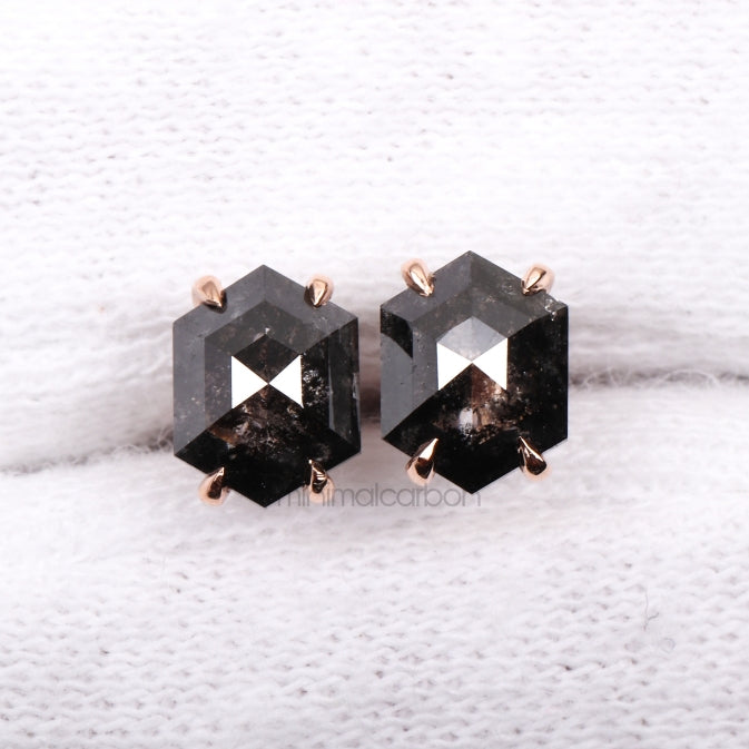 Hexagon Stud Earrings - Minimal Carbon