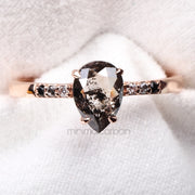 Pear Salt And Pepper Diamond Ring Ombre Diamond Ring - Minimal Carbon