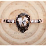 Pear Salt And Pepper Diamond Ring Ombre Diamond Ring - Minimal Carbon