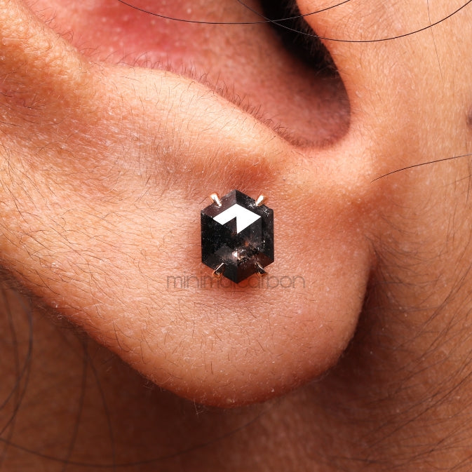 Hexagon Stud Earrings - Minimal Carbon